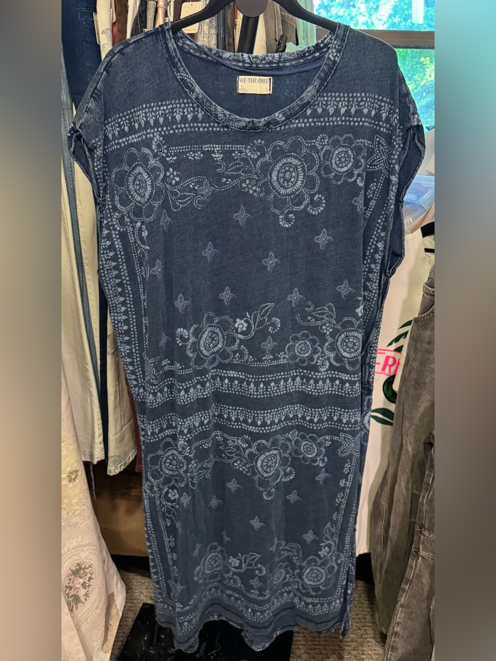 NWOT Free People We The Free Indie Maxi Tee - indigo blue - Small - Picture 5 of 8